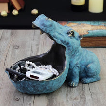 Load image into Gallery viewer, YuryFvna Hippo Statue Resin Hippopotamus Figurine Sculpture Home Table Decoration Sundries Container Key Candy
