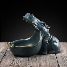 Load image into Gallery viewer, YuryFvna Hippo Statue Resin Hippopotamus Figurine Sculpture Home Table Decoration Sundries Container Key Candy
